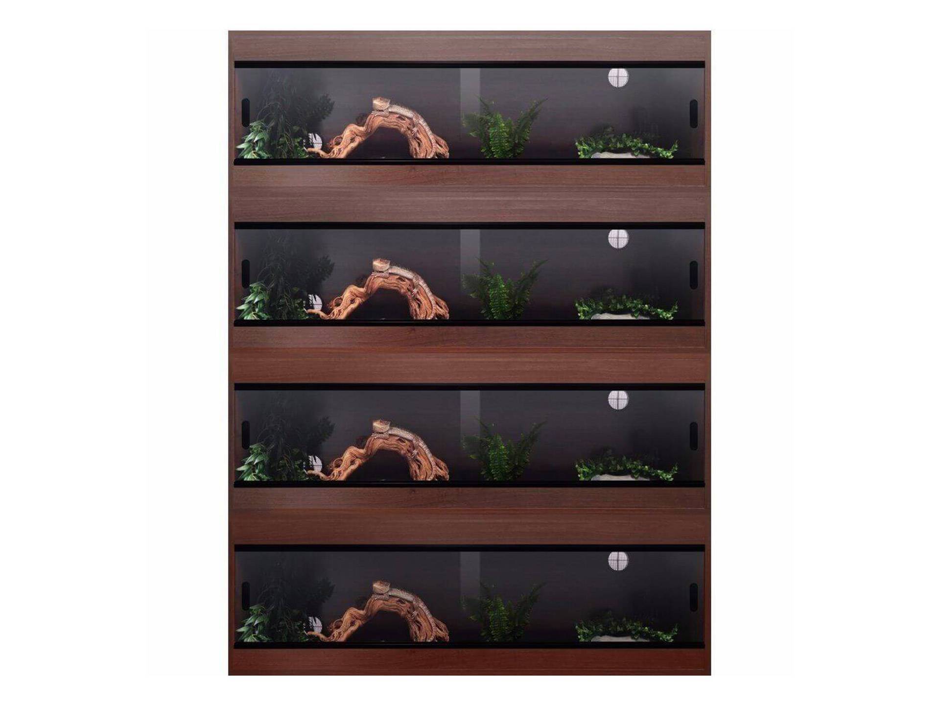 Terrarium en bois noyer format panoramique pour tortue 122 cm Terapod quatrième