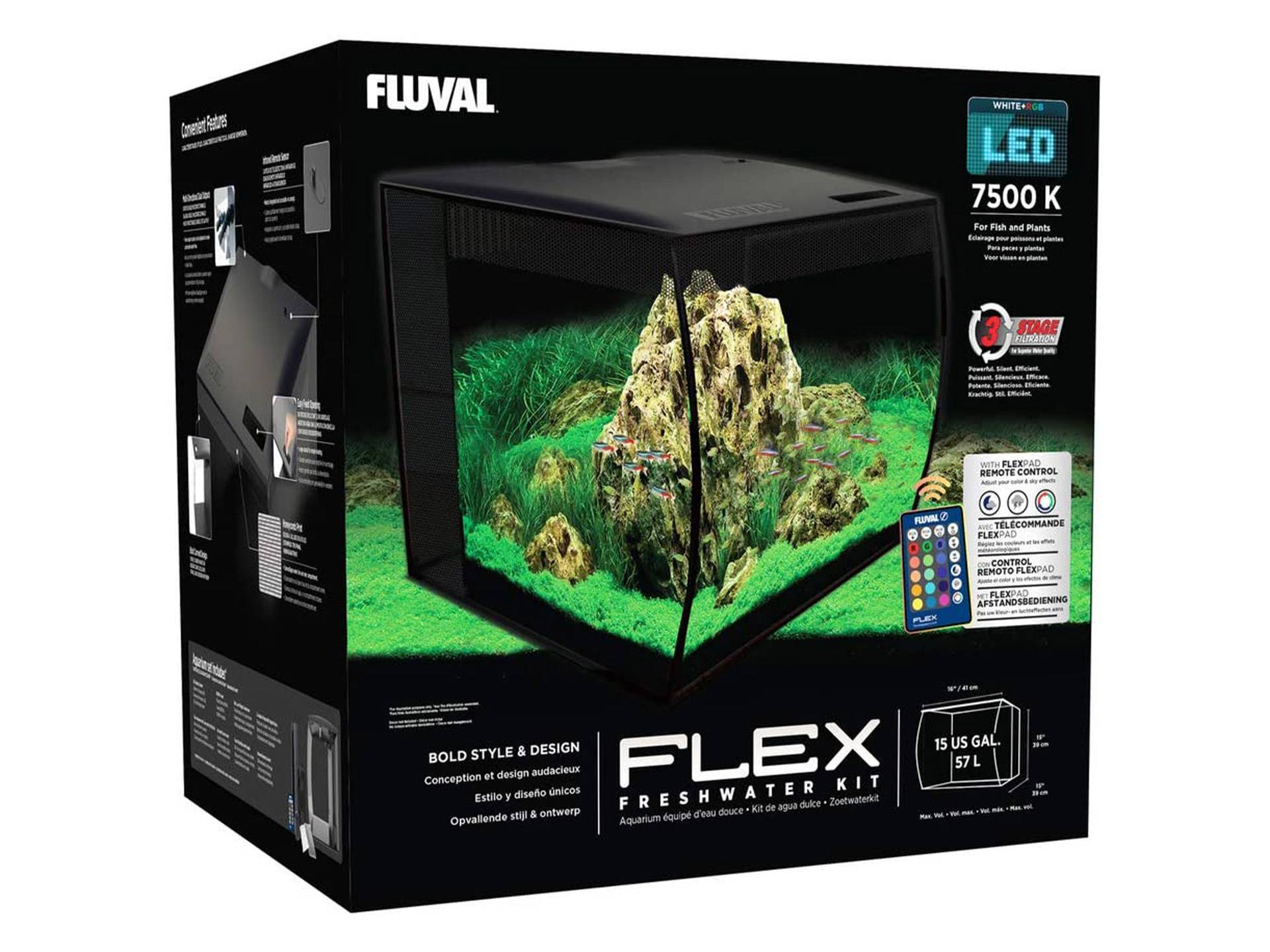 Aquarium tortue d'eau douce avec vitre concave 57 litres et led Fluval  première