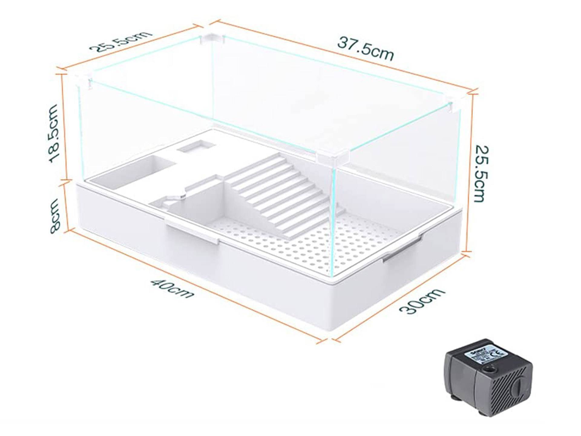 Bac pour tortue d'eau en plastique et verre avec filtration 57 litres deuxième