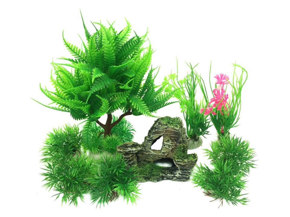 Lot de plantes artificielles réalistes pour aquarium PietyPet